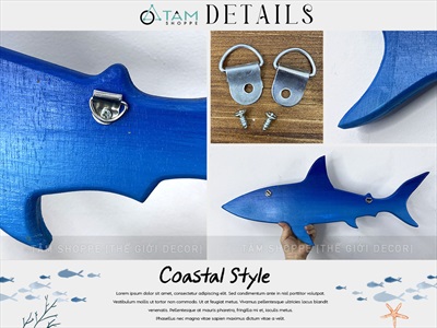 Mô hình cá mập gỗ sơn thủ công 2 mặt [Gỗ dày - 2 Size] MOHINH-PCB-01